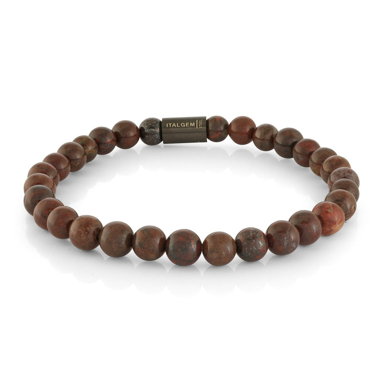 Italgem Steel | Black IP Matte S. Steel Brown Jasper 6mm Bead