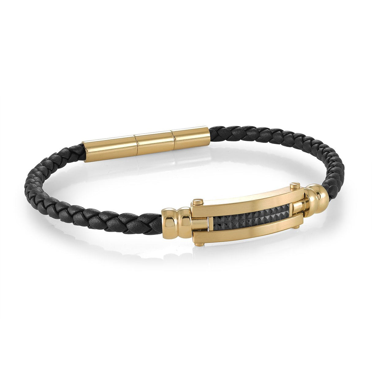 Italgem Steel | Gold-4mm-Black-Leather