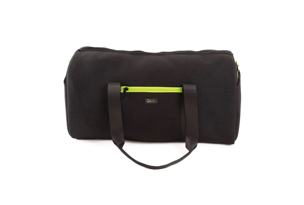 Sabi Chic Bag & Bougie Neoprene Duffel Bag | Black & Green Lining