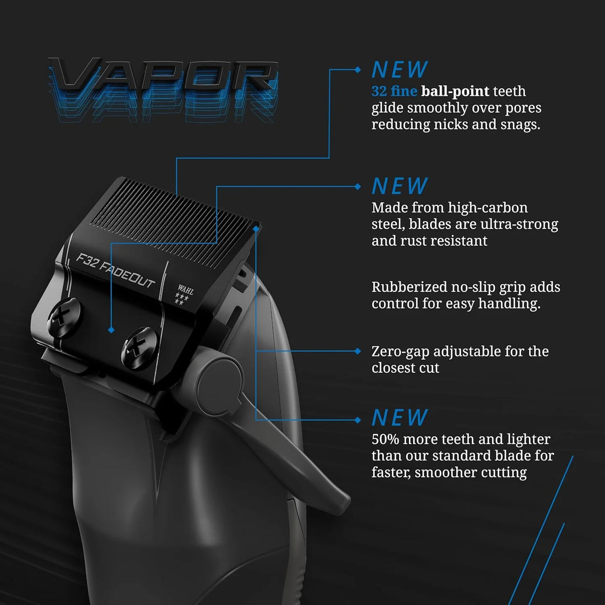 Wahl Vapor | Black, Blue stripe