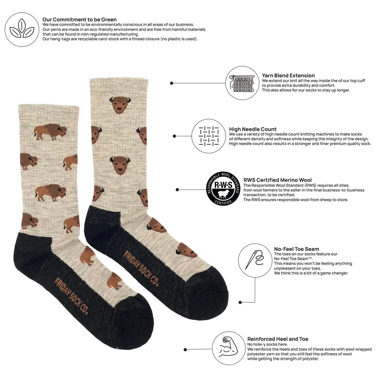 Friday Sock Co. | Men's Bison Merino Wool
